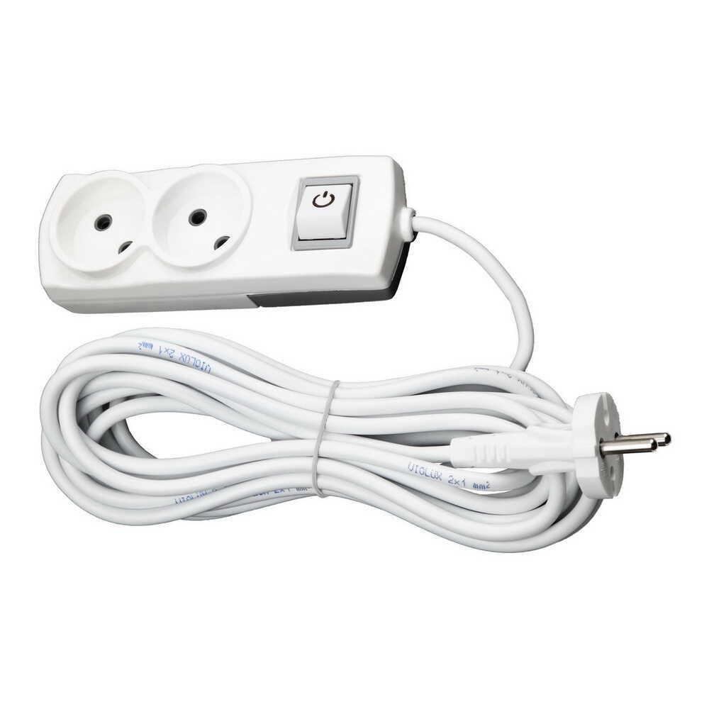 Подовжувач двомісний Violux 2х1 мм2 без заземлення з вимикачем 5 м (920471)
