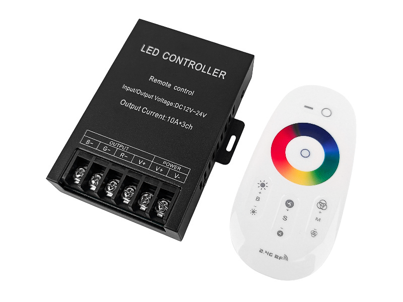 Контроллер RGB RF 30А 12-24V 10A 3 канала радио 30А-2.4G-Touch OEM Белый (10786)