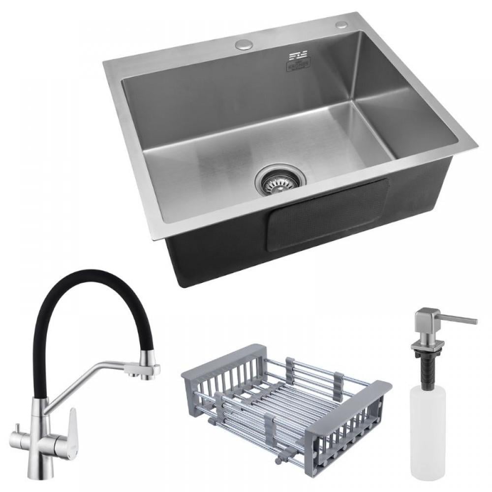 Мийка кухонна Kroner з гнучким змішувачем 60х50 см (01738)