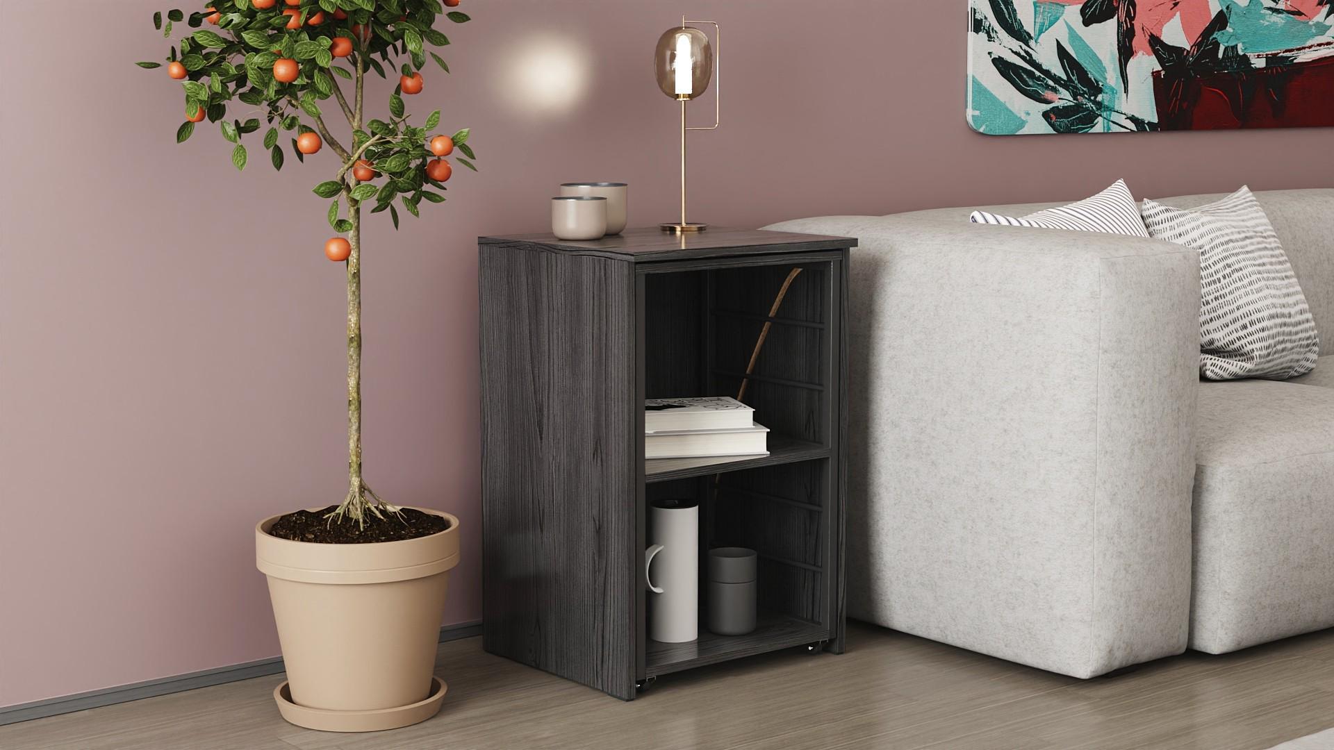 Стол-тумба трансформер Ferrum-decor Смарт 2/2 металл/ДСП 16 мм 750x1450x600 мм Черный/Бетон (FRD-105108) - фото 8