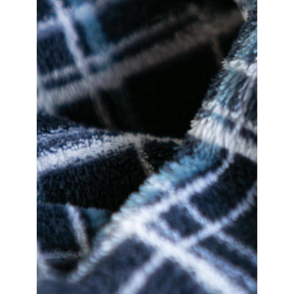 Халат мужской KEY MGL 432 на запах с шалевым воротником в клетку флисовый M/L Черный (2388044129) - фото 6