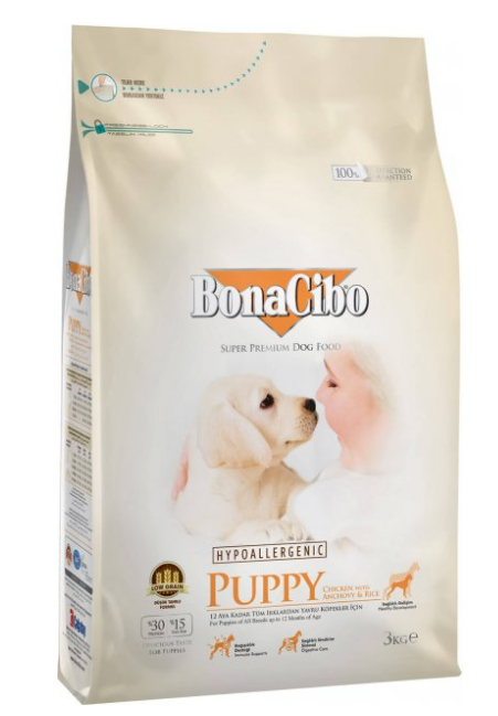 Корм сухий для цуценят BonaCibo Puppy Chicken&Rice with Anchovy 3 кг
