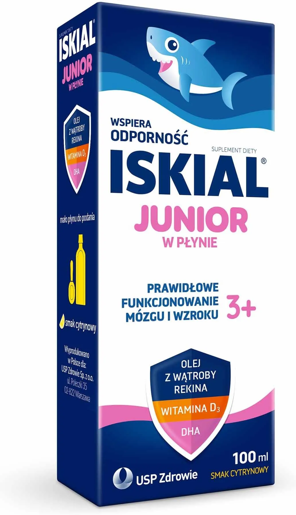 Сироп для иммунитета детей Iskial Junior Лимонный с маслом печени акулы/витамин D3 100 мл (32154984)