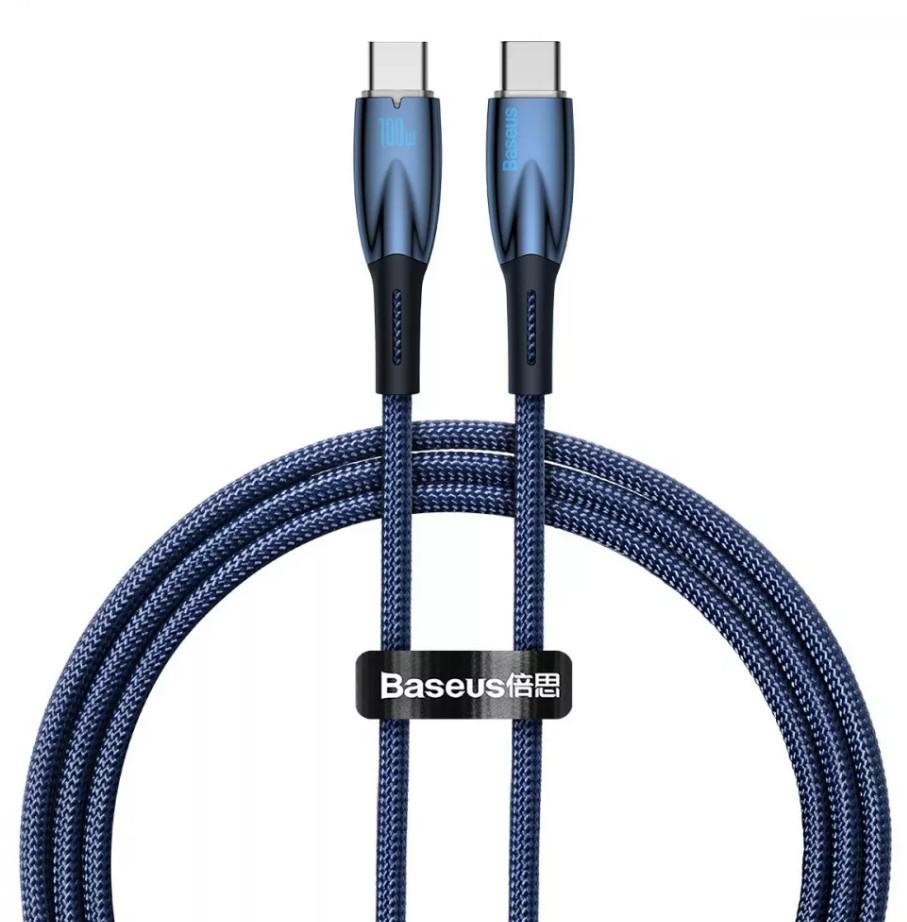 Кабель Baseus CADH000703 Glimmer Series Fast Charging Type-C to Type-C 100W 1 м Blue (11066882) - фото 1 Кабель Baseus CADH000703 Glimmer Series Fast Charging Type-C to Type-C 100W 1 м Blue (11066882) - фото 1