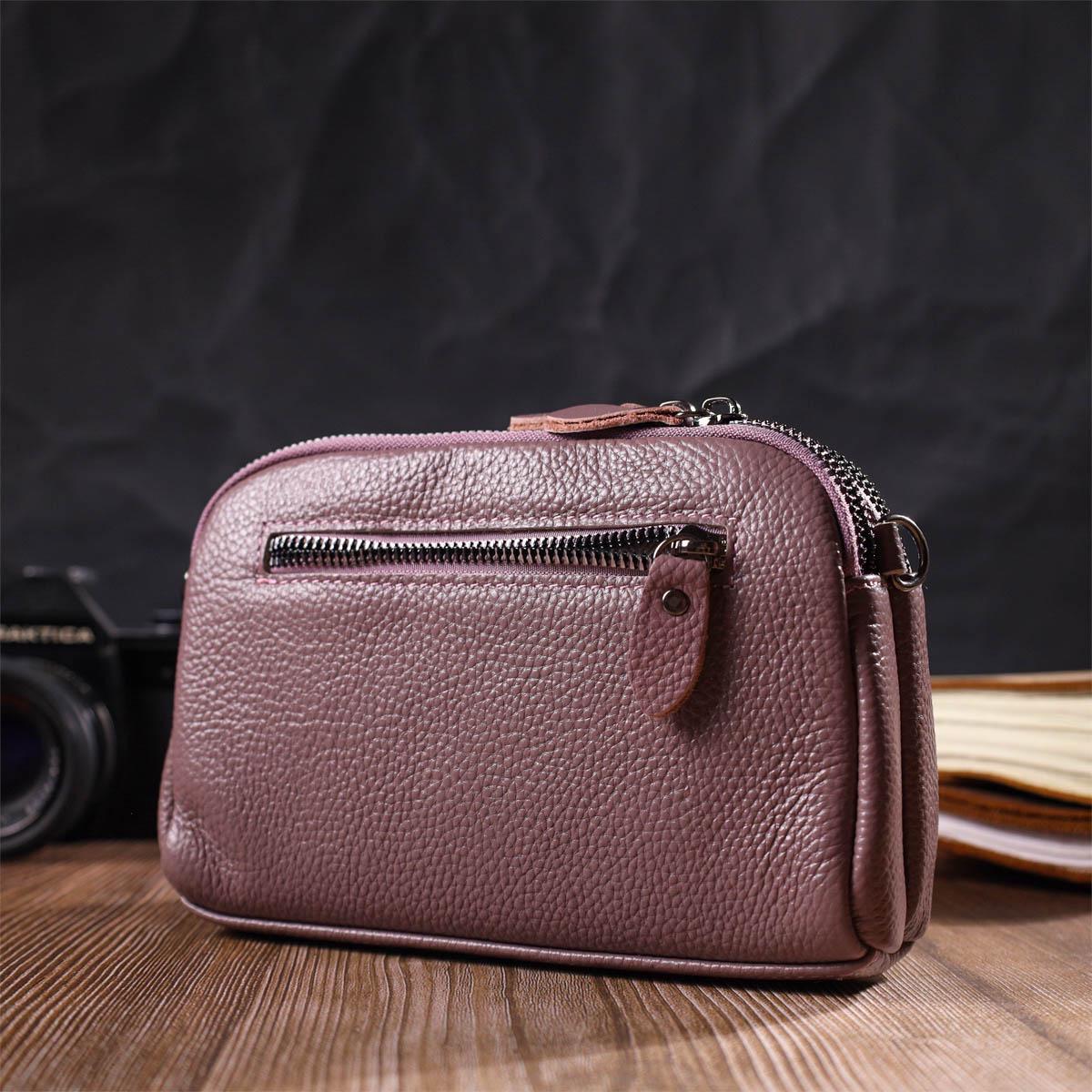 Сумка-клатч Vintage Bag 22126 з натуральної шкіри Пудровий - фото 8