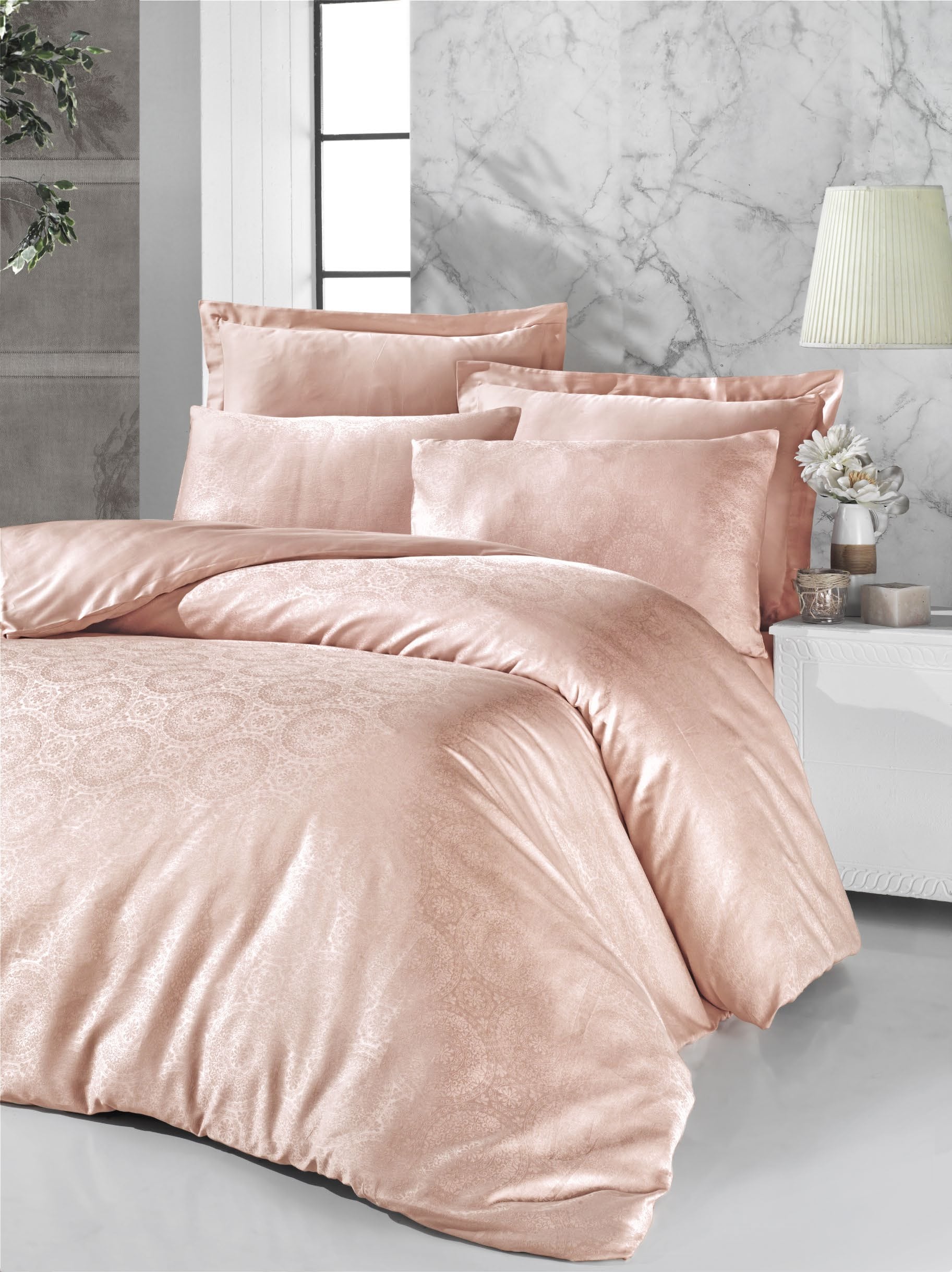 Комплект постільної білизни Victoria Deluxe Jacquard Sateen Valeria 200х220 см Кремовий