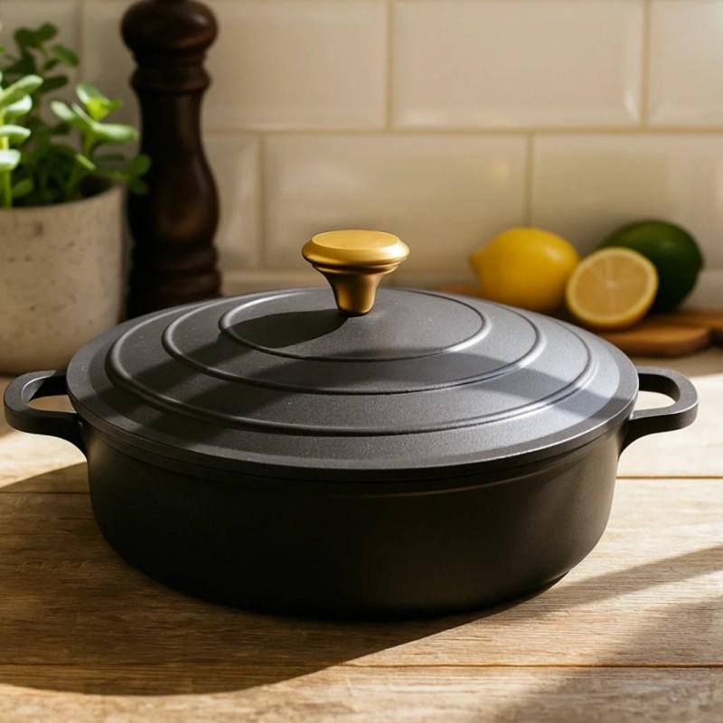 Сотейник Edenberg с EB-12097 антипригарным мраморным покрытием и металлической крышкой 28x8см 4л Черный (EB-12097)