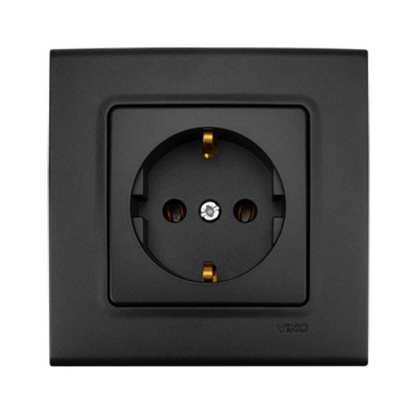 Розетка одинарна Viko Linnera Life з заземленням Чорна ніч (90414008) Розетка одинарна Viko Linnera Life з заземленням Чорна ніч (90414008)