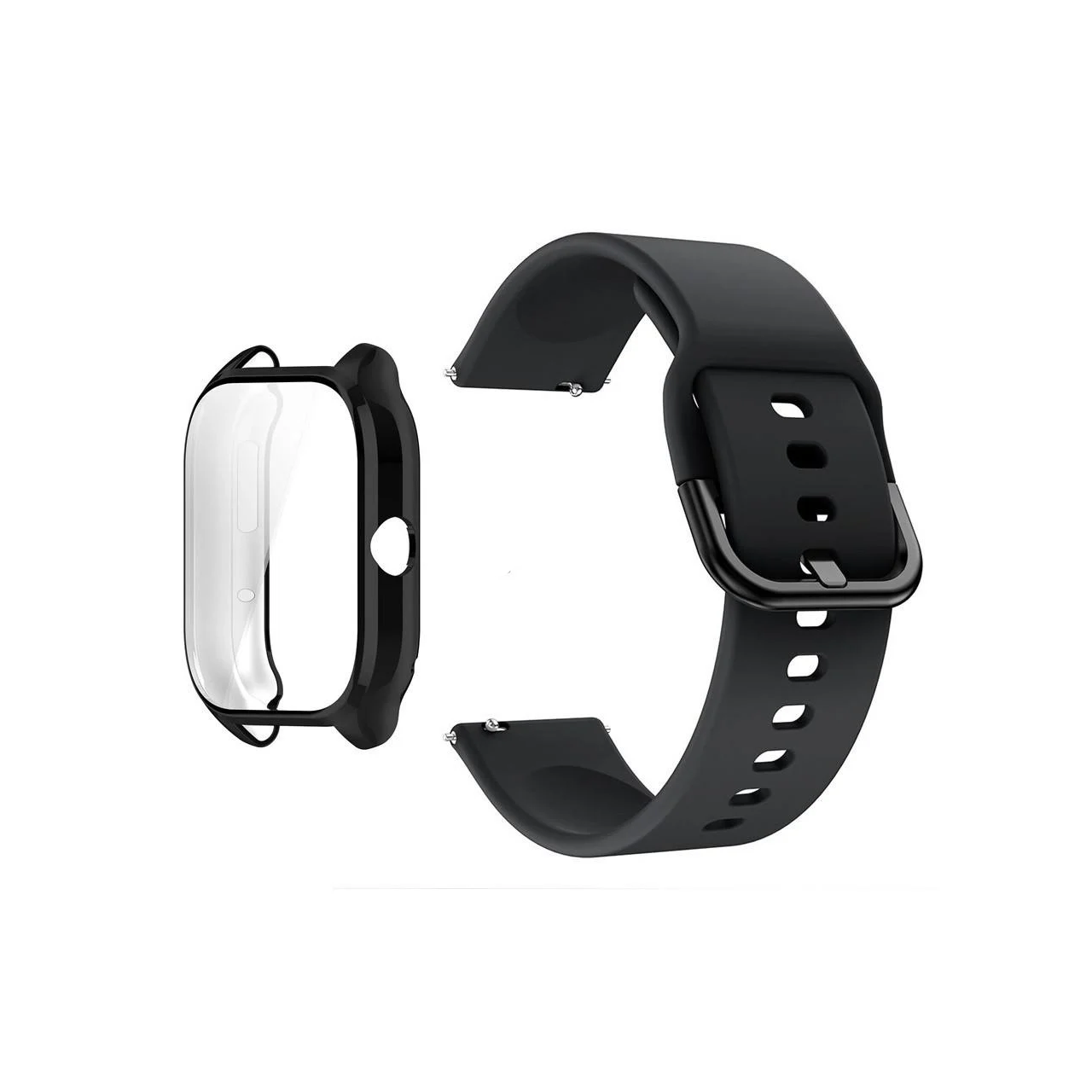 Комплект для часов Amazfit GTS4 защитный чехол и силиконовый ремешок 20 мм Черный (2216125557)