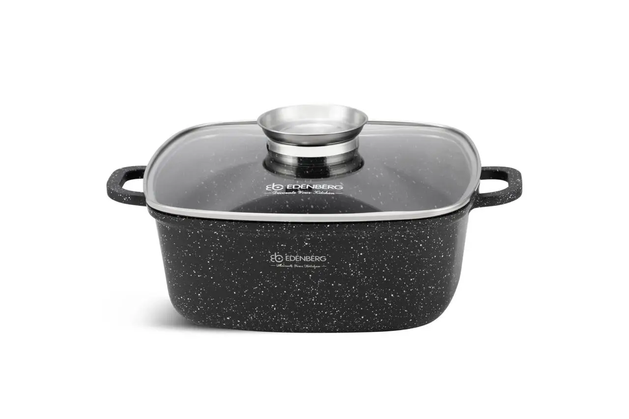 Кастрюля квадратная Edenberg EB-8114 26 см 5,5 л литой алюминий/антипригарное мраморное покрытие (LO-05922)