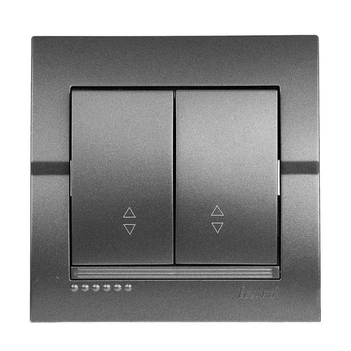 Вимикач двоклавішний прохідний Lezard Deriy Графітовий (27549249)