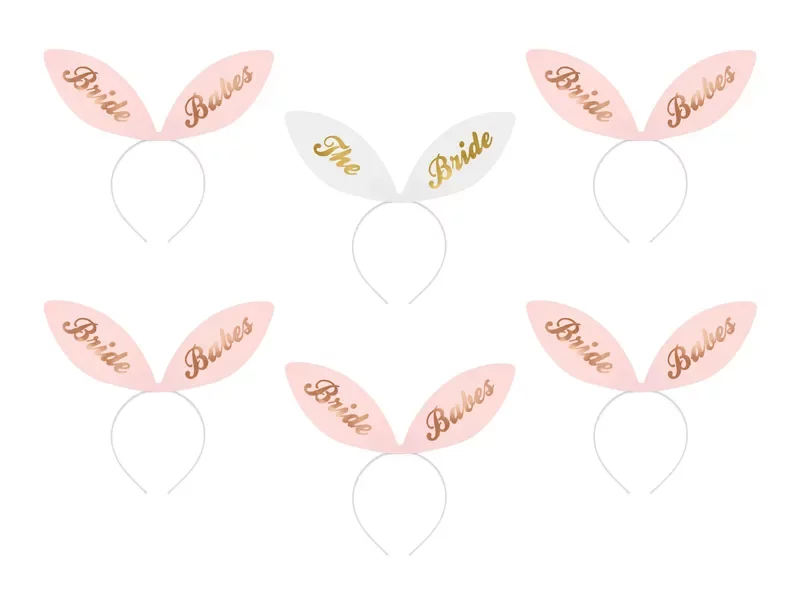 Набор обручей для девичника PartyDeco Bride Squad с ушками зайчика 29х25 см 6 шт. (5904555015098)
