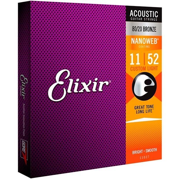 Струны для гитары Elixir 11027 NANOWEB 80/20 Bronze 11-52 Custom Light - фото 3