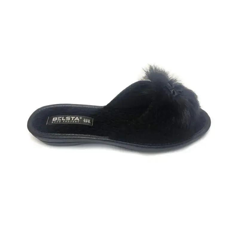 Домашні капці жіночі БЕЛСТА з пушком р. 38 Чорний (175 чорний-38) - фото 2
