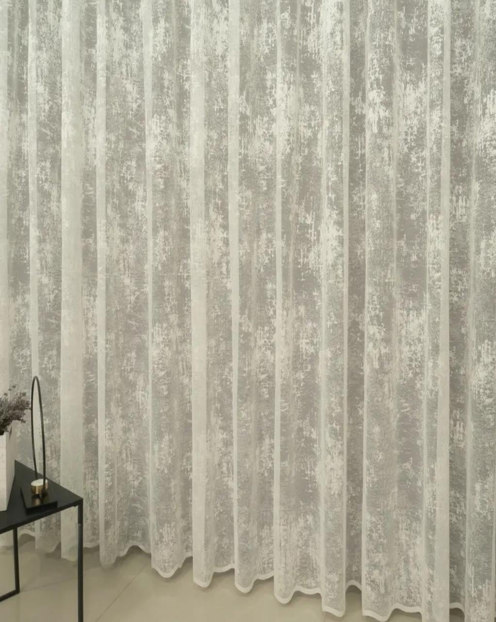 Тюль жаккард мрамор на тесьме 100х270 см Молочный (мрамор 270м) Тюль жаккард мрамор на тесьме 100х270 см Молочный (мрамор 270м)