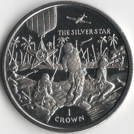 Коллекционная монета Остров Мэн 1 крона 2005 Награда Серебрянная звезда UNC (KM#1226)