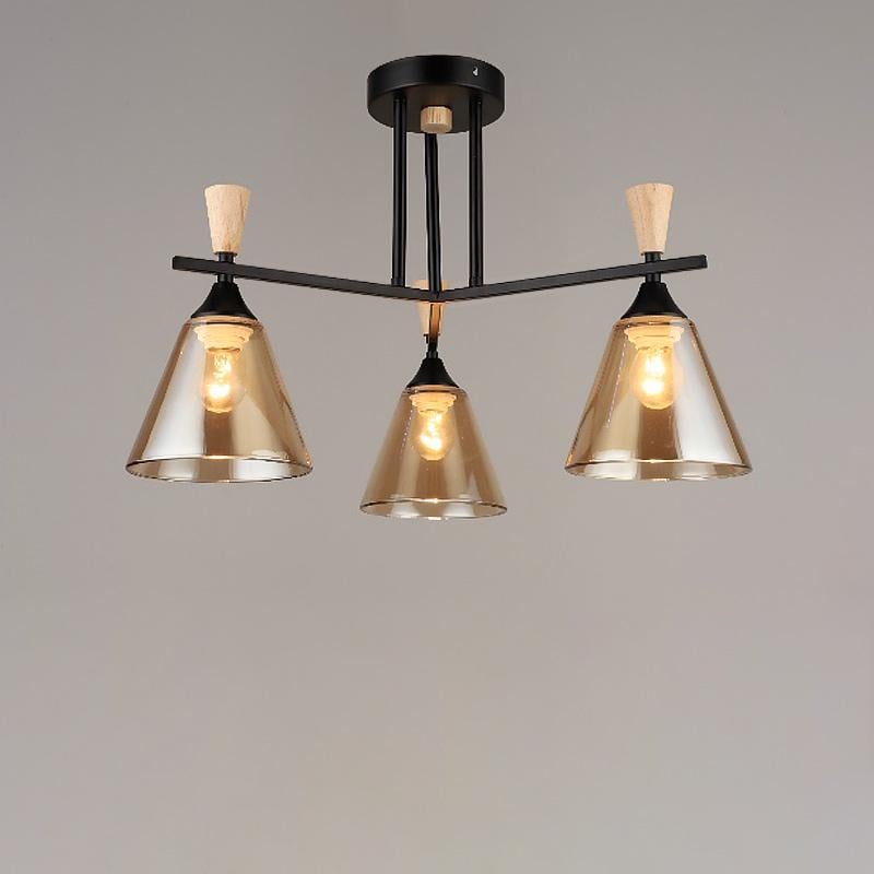 Люстра потолочная Light House SRS-16383/3 на три лампы Черный/Дерево