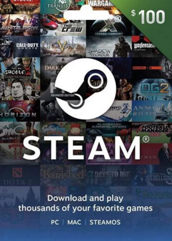 Картка оплати Steam Wallet Gift Cards 100 USD регіон Україна (78220069)