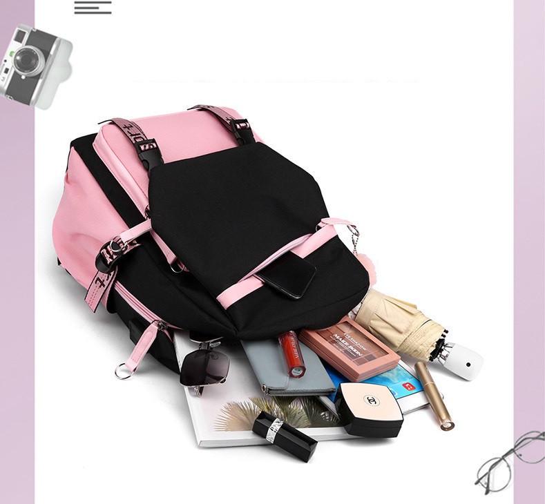 Шкільний підлітковий рюкзак з USB і хутряним помпоном для дівчинки Kitty (1913459260) - фото 4 Шкільний підлітковий рюкзак з USB і хутряним помпоном для дівчинки Kitty (1913459260) - фото 4