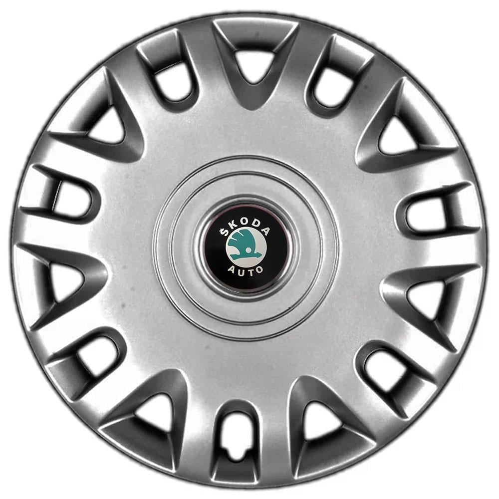 Колпаки автомобильные R15 Skoda Зеленый 333 SJS 4 шт. Серебристый