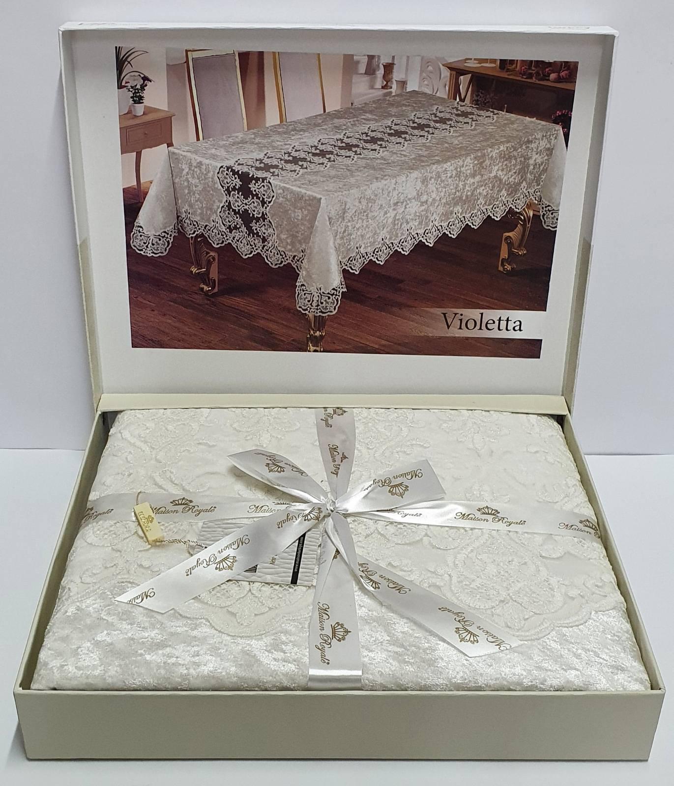 Скатерть велюровая Maison Royale 160x260 Violetta Cream (CN6329)
