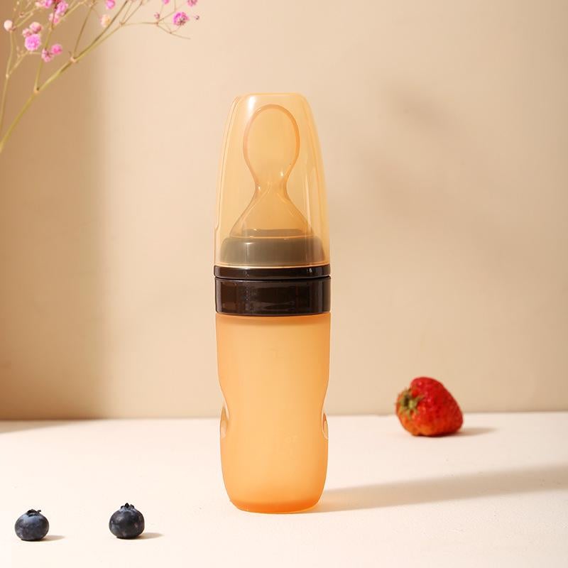 Бутылочка для кормления Премиум с ложкой для прикорма 90 мл Бежевый (144088)