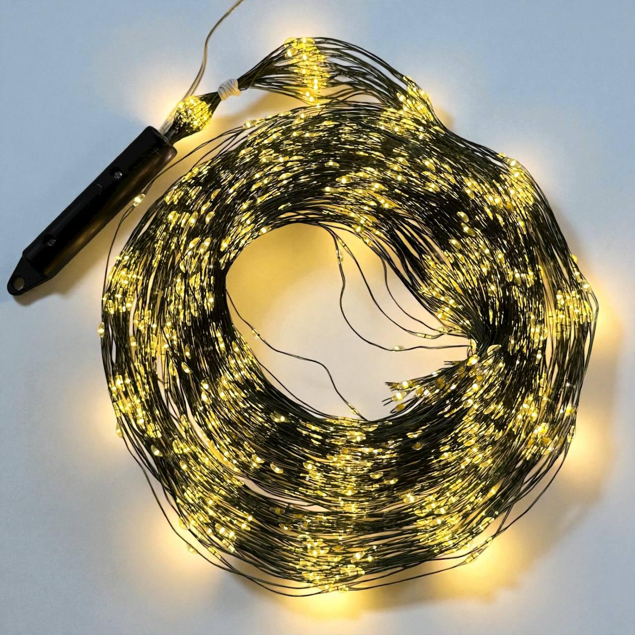 Гирлянда новогодняя Конский Хвост Водопад 1200LED 30 нитей по 2 м теплый белый