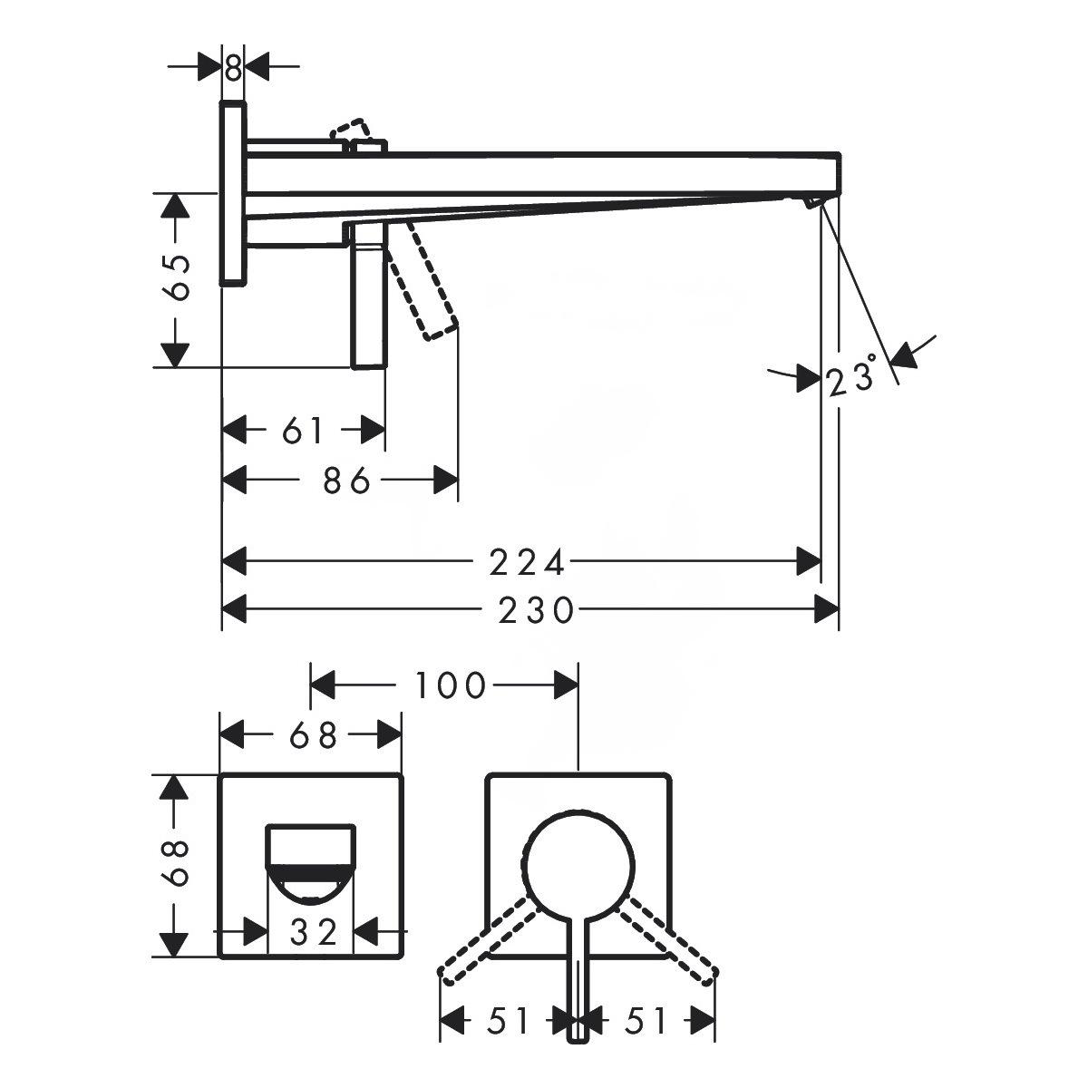 Часть внешняя смесителя Hansgrohe Tecturis E EcoSmart+ 73051000 настенный однорычажный Хром (196189) - фото 2 Часть внешняя смесителя Hansgrohe Tecturis E EcoSmart+ 73051000 настенный однорычажный Хром (196189) - фото 2