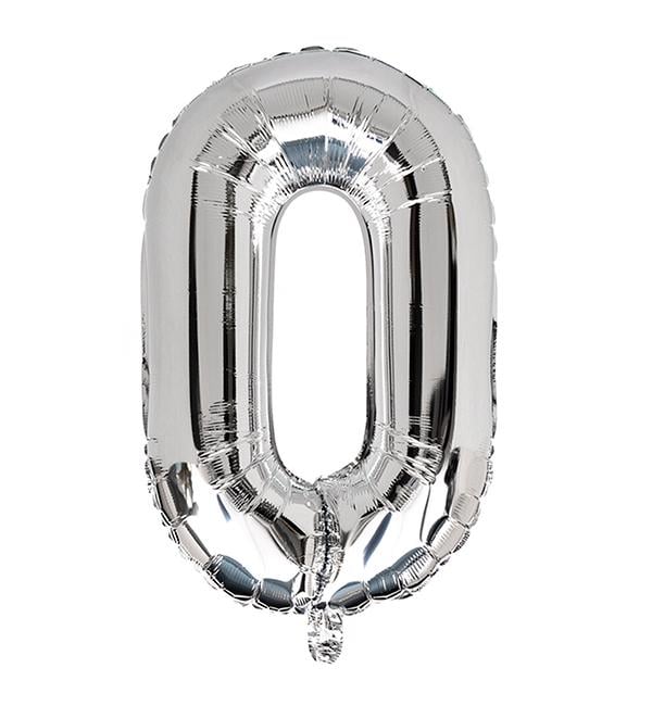 Шарик Цифра "0" 100 см Серебро