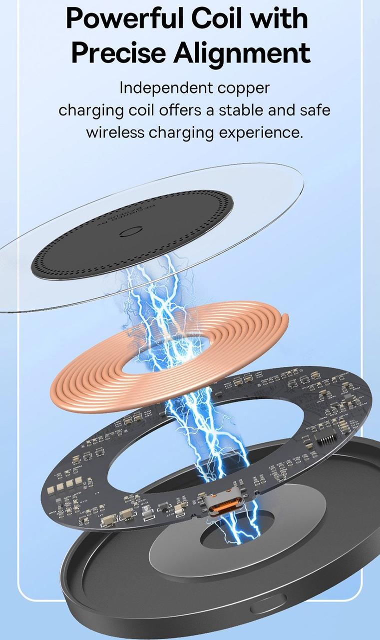 Зарядное устройство для беспроводной связи BASEUS Simple 15 W Transparent (25397342) - фото 6 Зарядное устройство для беспроводной связи BASEUS Simple 15 W Transparent (25397342) - фото 6