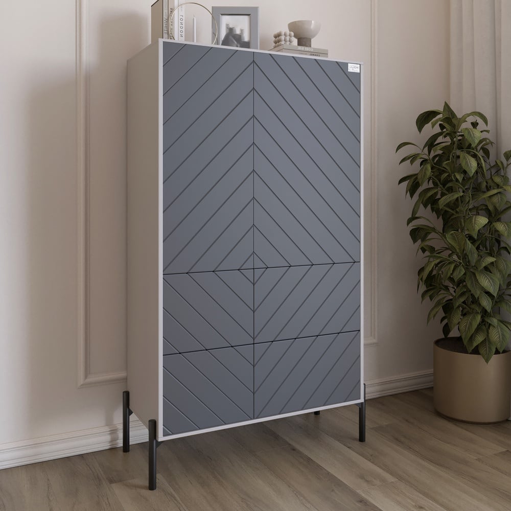 Комод-пенал Lion Амарант 84x40x150 см Кашемир/Графитовый (LION-042131)