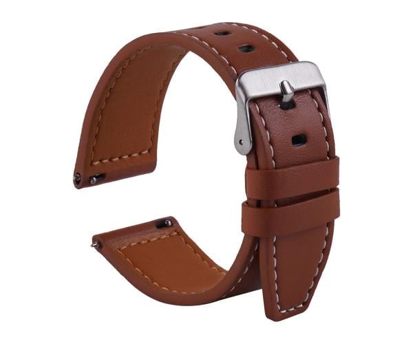 Ремешок Leather strap with straight tip для Samsung/Amazfit/Huawei 22 мм Brown