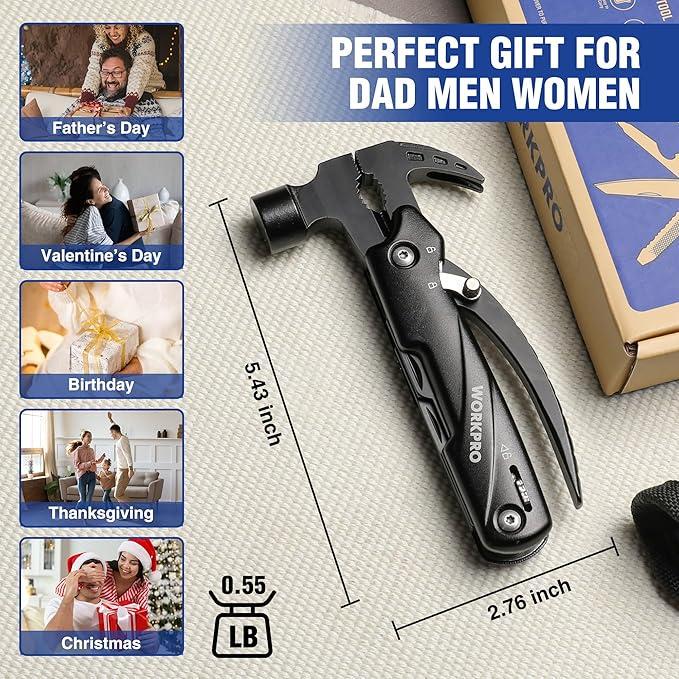 Ніж мультитул WORKPRO 12в1 для кемпінгу з міні-молотком-EDC - фото 5