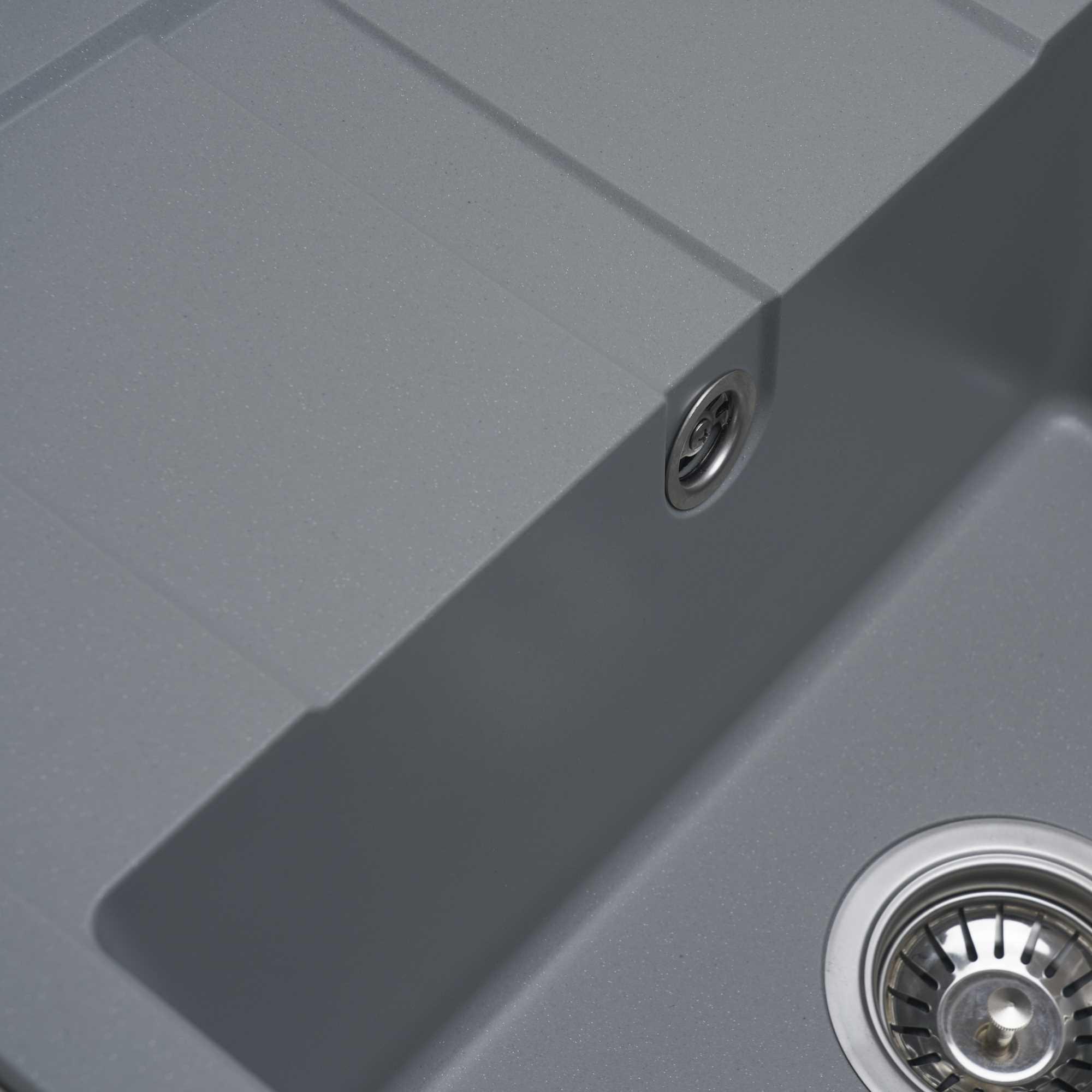 Мийка для кухні гранітна Platinum 5851 ARIA матова Сірий металік - фото 6