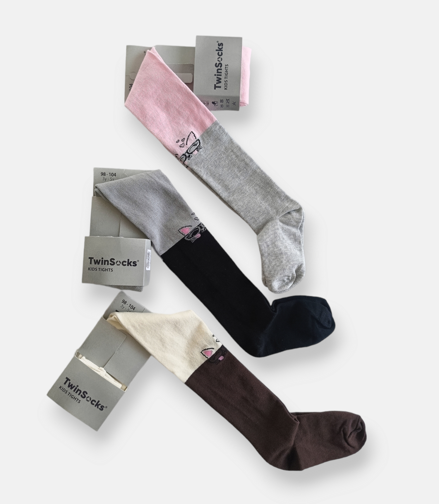 Колготки для дівчинки TwinSocks Киця в окулярах 116-122 Сірий/Чорний (12226094) - фото 2