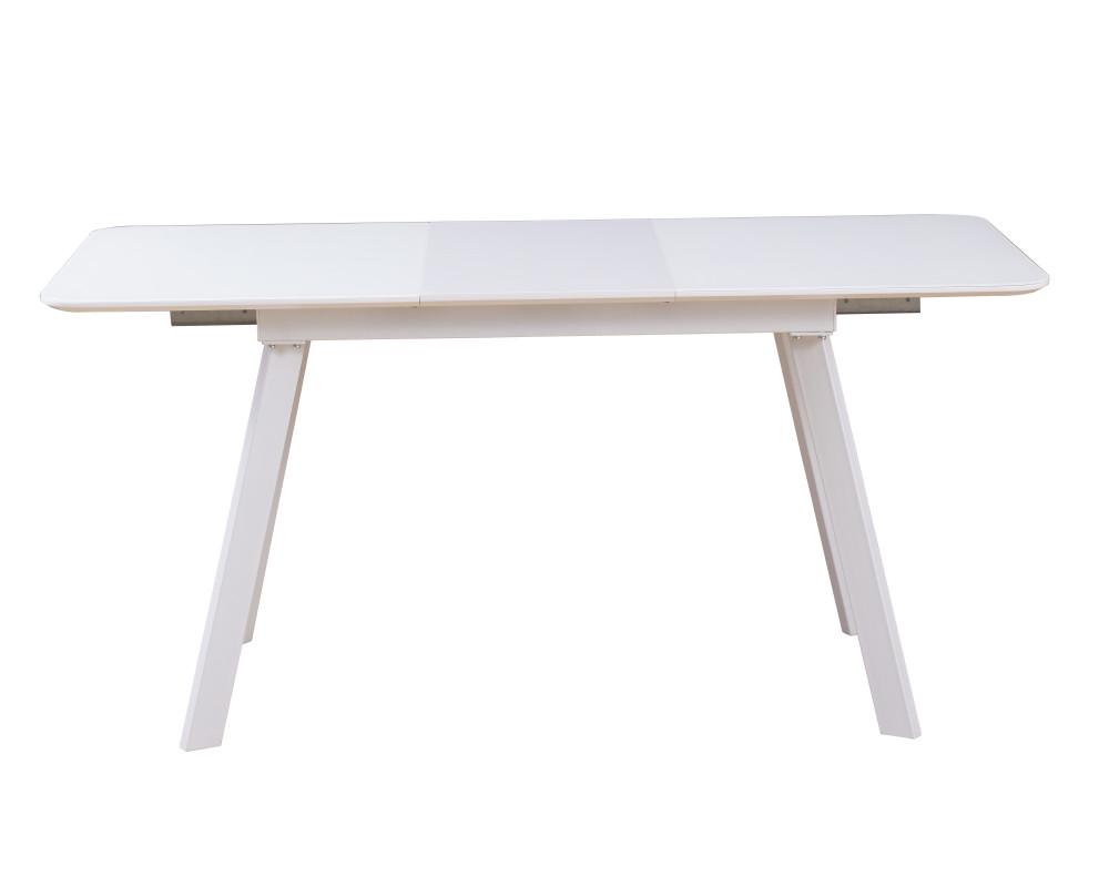 Стол обеденный прямоугольный раскладной Vetro Mebel МДФ/стекло/металл 80х120 +40 см TM-170 Белый матовый