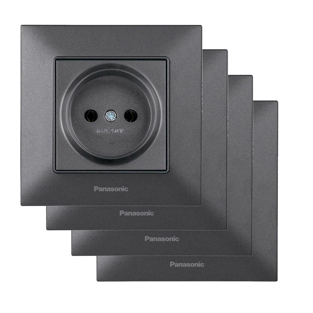 Комплект розеток одинарних Panasonic Arkedia Slim 4 шт. Сірий димчатий (WNTC0201-2BL) Комплект розеток одинарних Panasonic Arkedia Slim 4 шт. Сірий димчатий (WNTC0201-2BL)