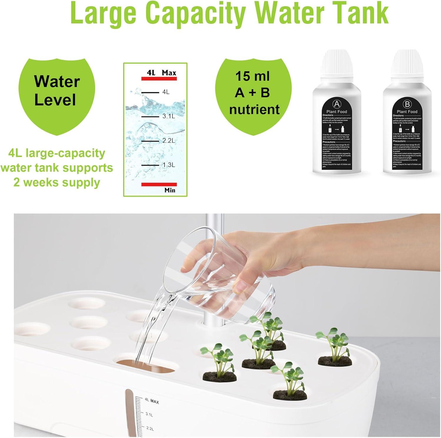 Система гідропонічного вирощування 12-місна GOLUMUP із регульованою висотою та світлодіодним контролем світла з автоматичним таймером 50 см Білий - фото 8