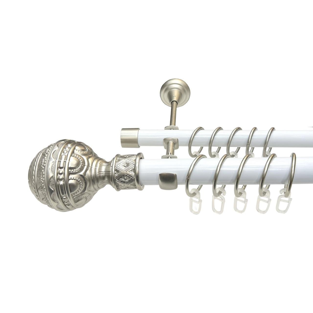 Карниз трубчатый двухрядный Orvit Арабеска 25/19 мм 160 см Белый/Сатин (009-1010)