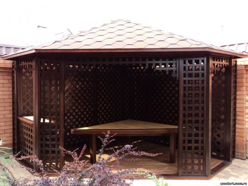 Беседка деревянная, прямоугольная крыша, шатер «Лагуна-2» 4х3 м