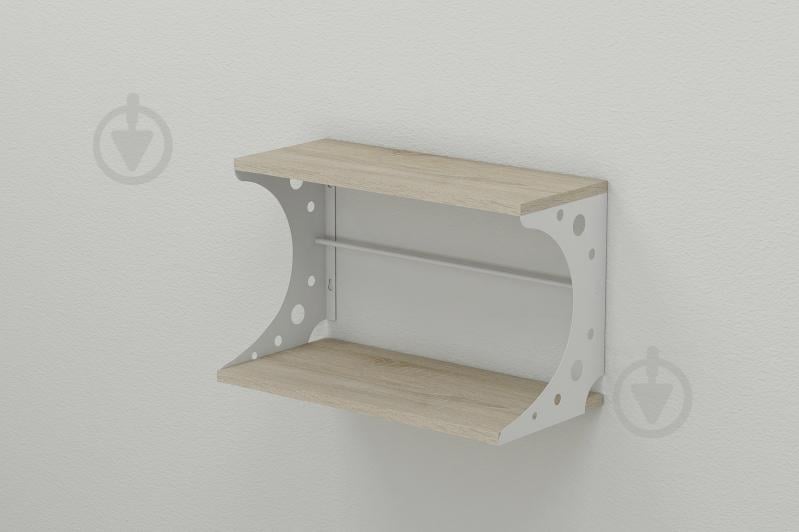 Полка настенная Ferrum-decor Букин 330x500x240 металл Белый ДСП Сонома 16 мм (BUK0011)