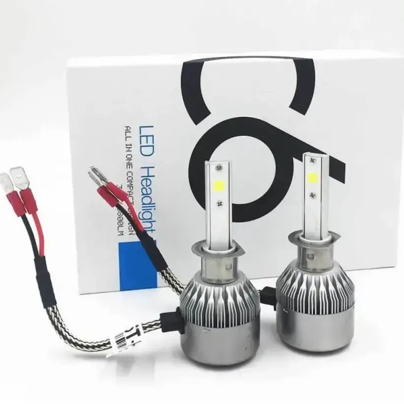 Лампы светодиодные автомобильные основного света LED C6 H1 COB Headlight 6500k 3800 Lm 35 w 12-24 v (00686) - фото 1