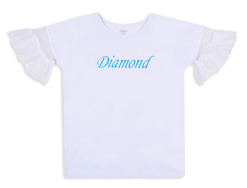 Футболка дитяча бавовняна для дівчинки з фатиновими рукавами та з ефектом хамеліону Gabbi FT-20-18-3 128 см Білий (12022)