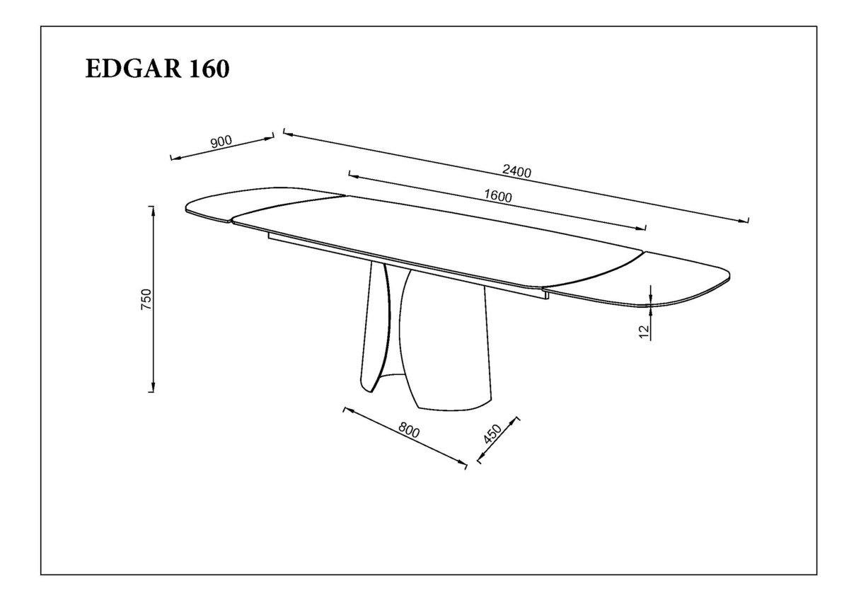 Обеденный стол раскладной Intarsio EDGAR 160-240х90 см Бронзовый/Коричневый (EDGAR160) - фото 10