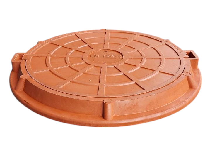 Люк канализационный полимерпесчаный садовый ВОЮС с замком 1,5 т Коричневый
