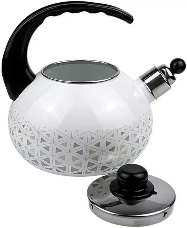 Чайник эмалированный Kamille Геометрия со свистком 2,5 л - фото 3 Чайник эмалированный Kamille Геометрия со свистком 2,5 л - фото 3