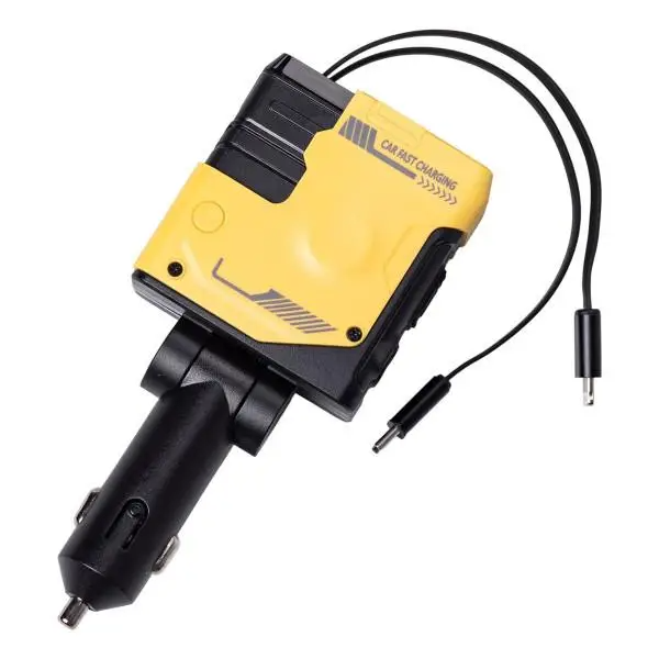 Зарядное устройство автомобильное 4в1 с выдвижным кабелем Желтый (HP-A1Y) - фото 4 Зарядное устройство автомобильное 4в1 с выдвижным кабелем Желтый (HP-A1Y) - фото 4