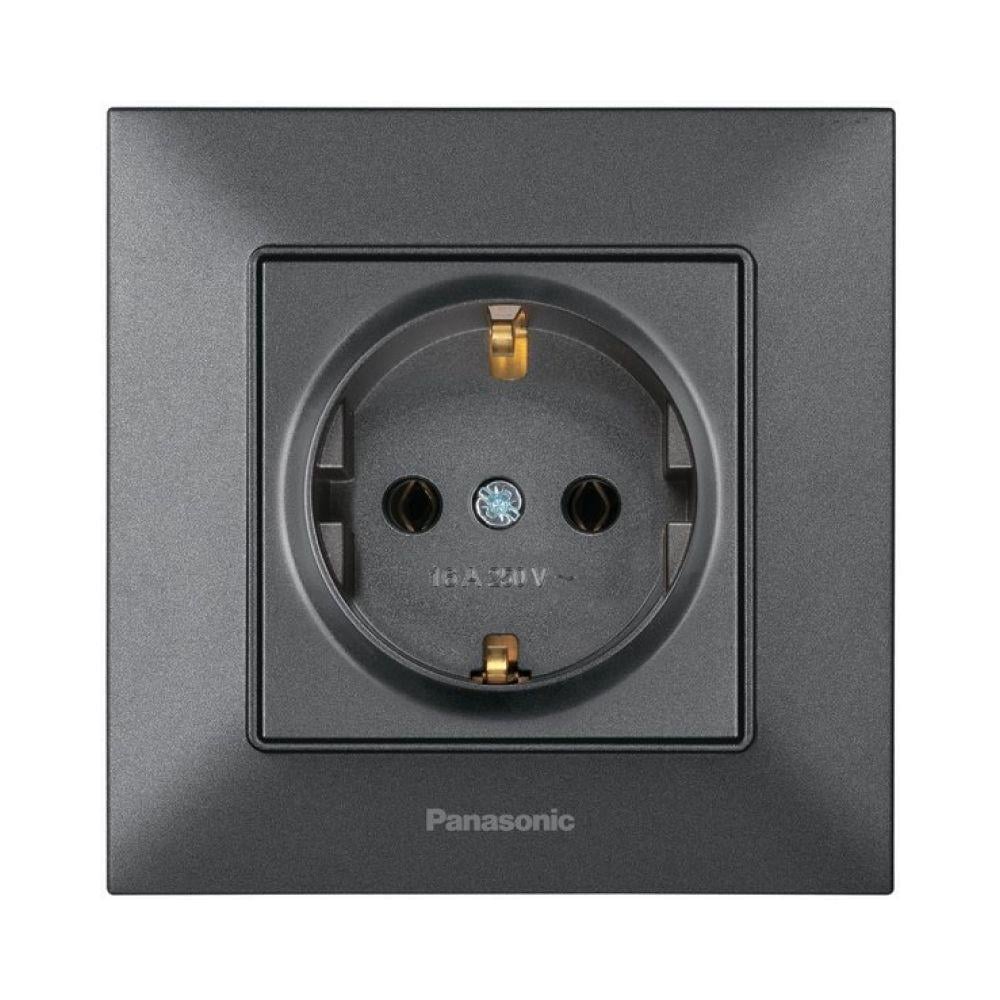 Розетка Panasonic Arkedia Slim одинарная с заземлением Серый дымчатый (23830965)