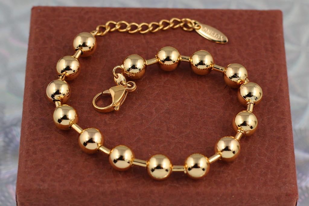 Браслет Xuping Jewelry Шарики 19,5 см 8 мм Золотистый (1656887980) Браслет Xuping Jewelry Шарики 19,5 см 8 мм Золотистый (1656887980)