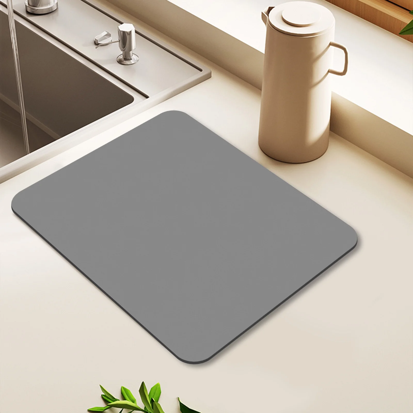 Коврик кухонный антискользящий для сушки посуды влагопоглощающий из полиуретана 40х30х04 см Серый Коврик кухонный антискользящий для сушки посуды влагопоглощающий из полиуретана 40х30х04 см Серый